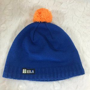 Bula knitted skull Beanie cap Orange pom fleece